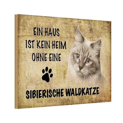 vianmo Holzschild 18x12cm Sibierische Waldkatze Katze Deko Geschenk