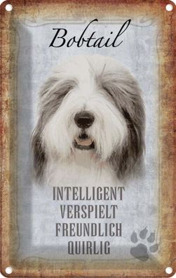 vianmo Blechschild 12x18cm Bobtail Hund verspielt Deko Geschenk