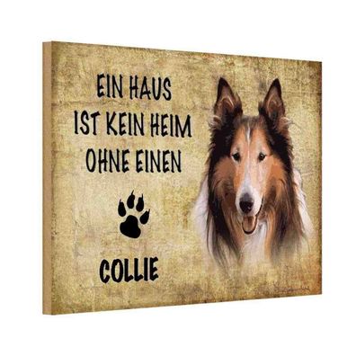 vianmo Holzschild 18x12cm Collie Hund Deko Geschenk