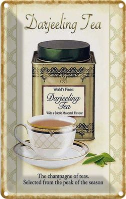 vianmo Blechschild 12x18cm Darjeeling Tea champagne of teas Tee Deko Geschenk