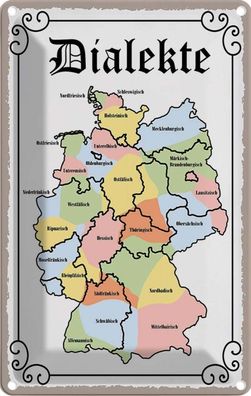 vianmo Blechschild 12x18cm Dialekte Karte Bundesländer Deko Geschenk