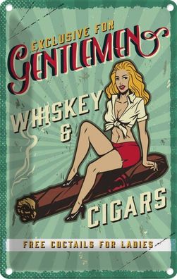 vianmo Blechschild 12x18cm Pinup Exlusive Gentleman Whiskey Deko Geschenk