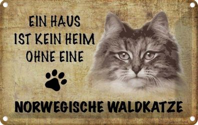 vianmo Blechschild 18x12cm Norvegische Waldkatze Katze Deko Geschenk