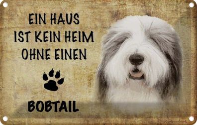 vianmo Blechschild 18x12cm Bobtail Hund ohne kein Heim Deko Geschenk