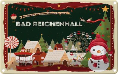 vianmo Blechschild 18x12cm Weihnachten Bad Reichenhall Deko Geschenk