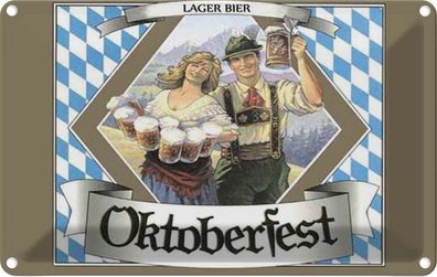 vianmo Blechschild 18x12cm Oktoberfest Lager Bier Bayern Deko Geschenk