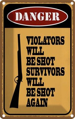 vianmo Blechschild 20x30cm danger violators will be shot Deko Geschenk