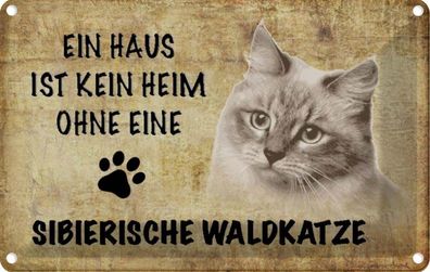 vianmo Blechschild 18x12cm Sibierische Waldkatze Katze Deko Geschenk