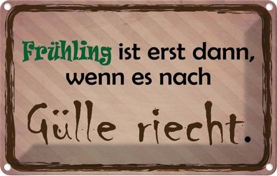 vianmo Blechschild 30x20cm Frühling ist wenn Gülle riecht Deko Geschenk