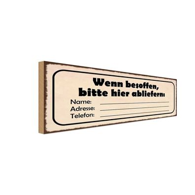 vianmo Holzschild 27x10cm besoffen bitte hier Name Adresse Deko Geschenk