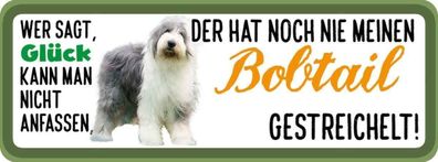 vianmo Holzschild 27x10cm Bobtail Hund gestreichelt Deko Geschenk