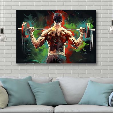 Abstrakter Gewichtheber, Fitness Wandbild Druck, Motivation, Leinwand, Gym Wandkunst