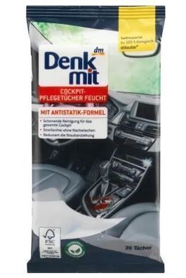 Denkmit, Feuchttécher fér die Autopflege, 20 Stéck