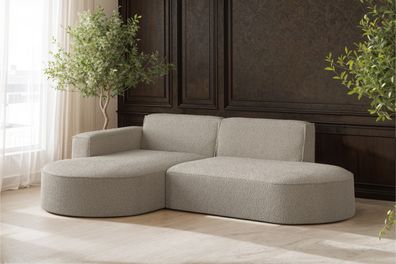 Ecksofa, Sofa L-Form Designer Modena stoff Quelle Dunkelbeige Links