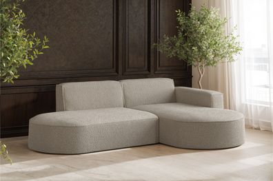 Ecksofa, Sofa L-Form Designer Modena stoff Quelle Dunkelbeige Rechts