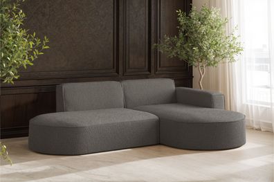 Ecksofa, Sofa L-Form Designer Modena stoff Quelle Graphit Rechts