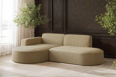 Ecksofa, Sofa L-Form Designer Modena stoff Quelle Hellbraun Links