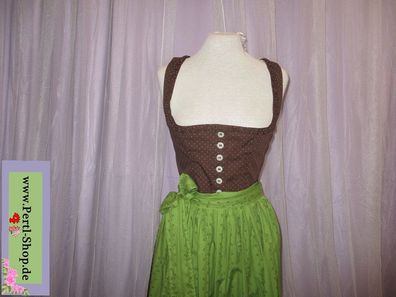 Braunes Baumwoll Dirndl mit grüner Schürze, Gr. 34, Berwin & Wolff