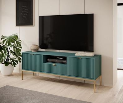 BETTSO TV-Schrank TV-Kommode TV-Möbel TV-Regal NOVA RTV-154 Grün Goldrahme Goldgriffe