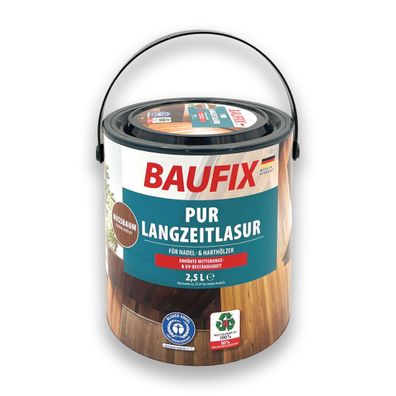 2,5L Baufix PUR Langzeitlasur Nussbaum innen außen UV Holz Schutzlasur (6,8€/1L)