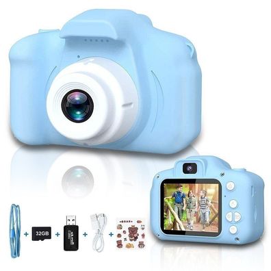 Kinder Kamera,1080P HD 32GB, it 2.0-Zoll, artoon-Aufkleber, SB, blau