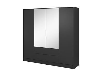 BETTSO Moderne LYKE Garderobe für Wohnzimmer mit Spiegel Schwarz