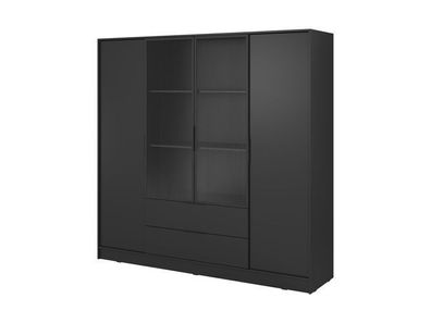 BETTSO Moderner LYKE Kleiderschrank mit Glasfront Schwarz