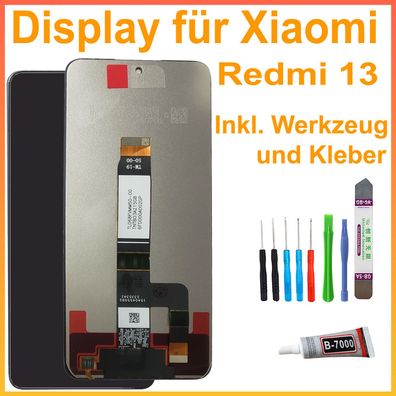 Ersatz Bildschirm passt Für Xiaomi Redmi 13 LCD TouchScreen schwarz + TOOL