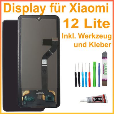 Ersatz Bildschirm passt Für Xiaomi 12 Lite MZB0BLGEU LCD TouchScreen schwarz + TOOL