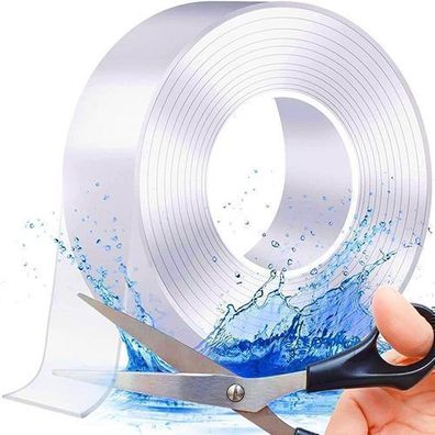 Nano Transparentes Doppelseitiges Klebeband waschbar Extra Starkes Tape 5 m Retoo