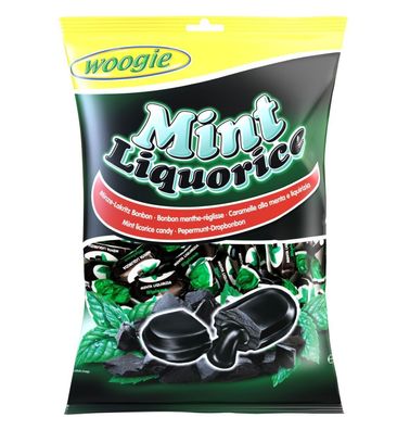 woogie Bonbons Mint Lakritze 170g mit Minze-Geschmack und Lakritzfüllung