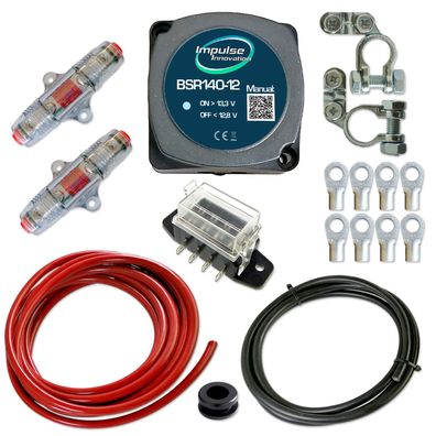 BSR140-12 Automatik Trennrelais 12V | Zweitbatterieset mit 6m 20mm² Cu-Kabelsatz