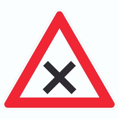 Aufkleber Dreick Achtung Kreuzung Vorfahrt rechts Symbol