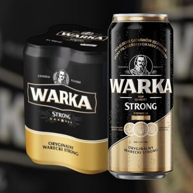 Große Dose 0,5 L ! Warka Strong Bier aus Polen 12 Dosen im Paket, Piwo 2,90/L