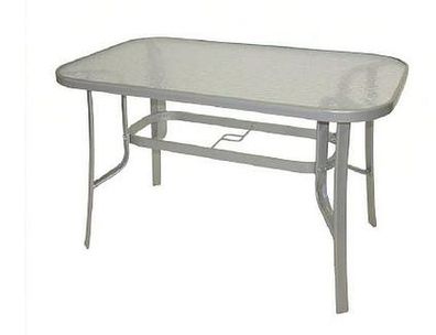 Gartentisch Tisch mit Glasplatte und Stahlgestell 120x70 cm