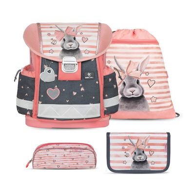 Belmil Classy ergonomisches Schulranzen-Set 4-teilig "Little Bunnies" mit Brustgurt