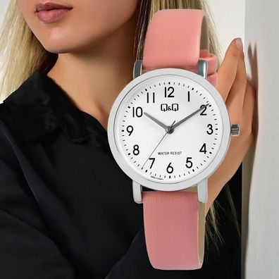 Stylish und Wasserdicht Quarz Damen Uhr 3 Bar Lederimitat Apricot Farben