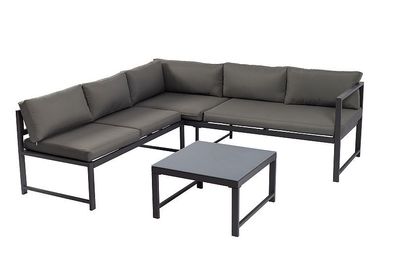 Loungeset Ecksofa mit Liegefunktion und Tisch, Aluminium