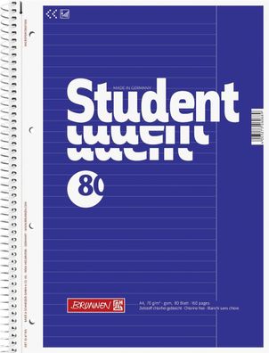 Brunnen 1067925 Collegeblock Student A4 liniert, mit Rand, Lin. 25 Deckblatt: blau