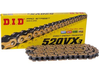 DID Kette "520VX3 G&amp; " 5/8 x 1/4, Pro-Street X 118 Glieder, N