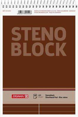 Brunnen 1055761 Stenoblock A5 mit roter Mittellinie Deckblatt: braun