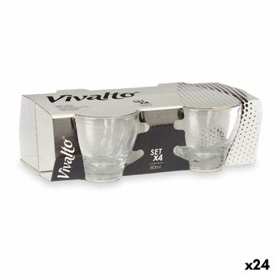 Satz von Kaffeetassen Durchsichtig Glas 80 ml (24 Stück) Default Title