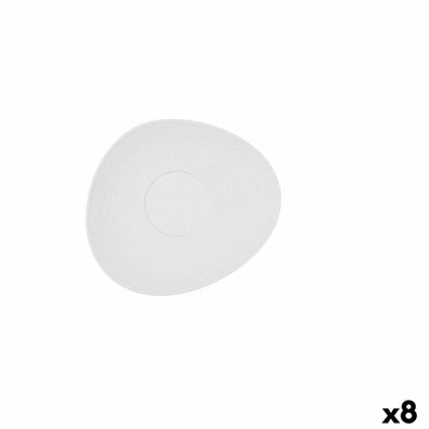 Teller Bidasoa Fosil Weiß aus Keramik Tonerde 15,8 x 13,8 x 2 cm Kaffee (8 Stück) Def