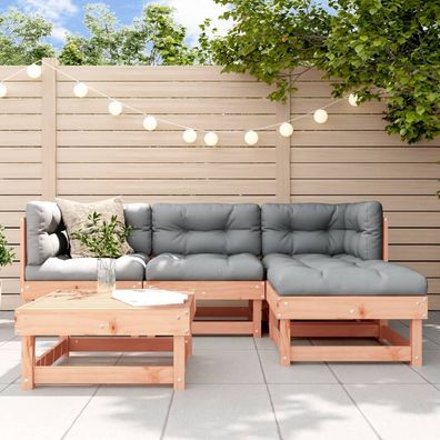 vidaXL 5-tlg. Garten-Lounge-Set mit Kissen Massivholz Douglasie