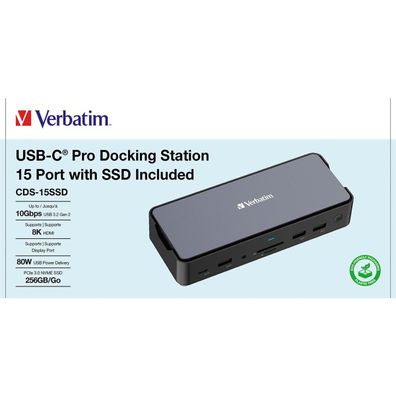 Verbatim USB-C Dockingstation 32174 15Ports inkl. 256GB