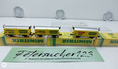 Mini Trix N DC 3530 3 x Schiebedachwagen Spielwarenmesse1983 / 1984 / 1985 DB OVP