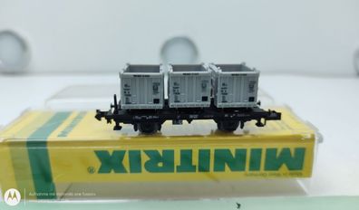 Mini Trix N DC 3539 - 2 Behältertragwagen offene Behälter DB OVP