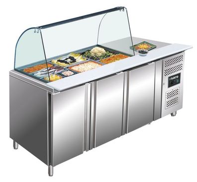 Saro Saladette Mit Glasaufsatz Modell Gn 3100 Tns, Maße B 1795 X T 700 X H 1365