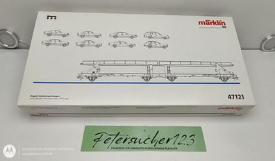 Märklin H0 AC 47121 Doppel-Autotransportwagen beladen mit 8 Mercedes Modellen DB / O
