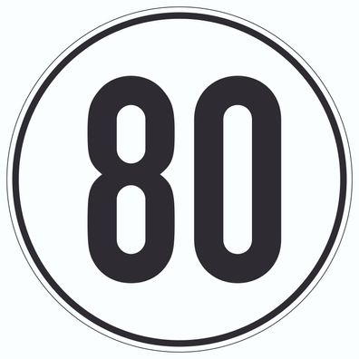 80km/h Geschwindigkeit Aufkleber Kreis